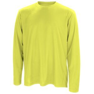 Spiro Mens Sports Quick-Dry Long Sleeve Performance T-Shirt / Lime Green